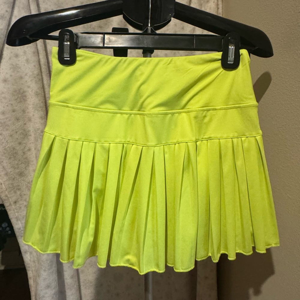 Neon Yellow Pleated Tennis Skirt